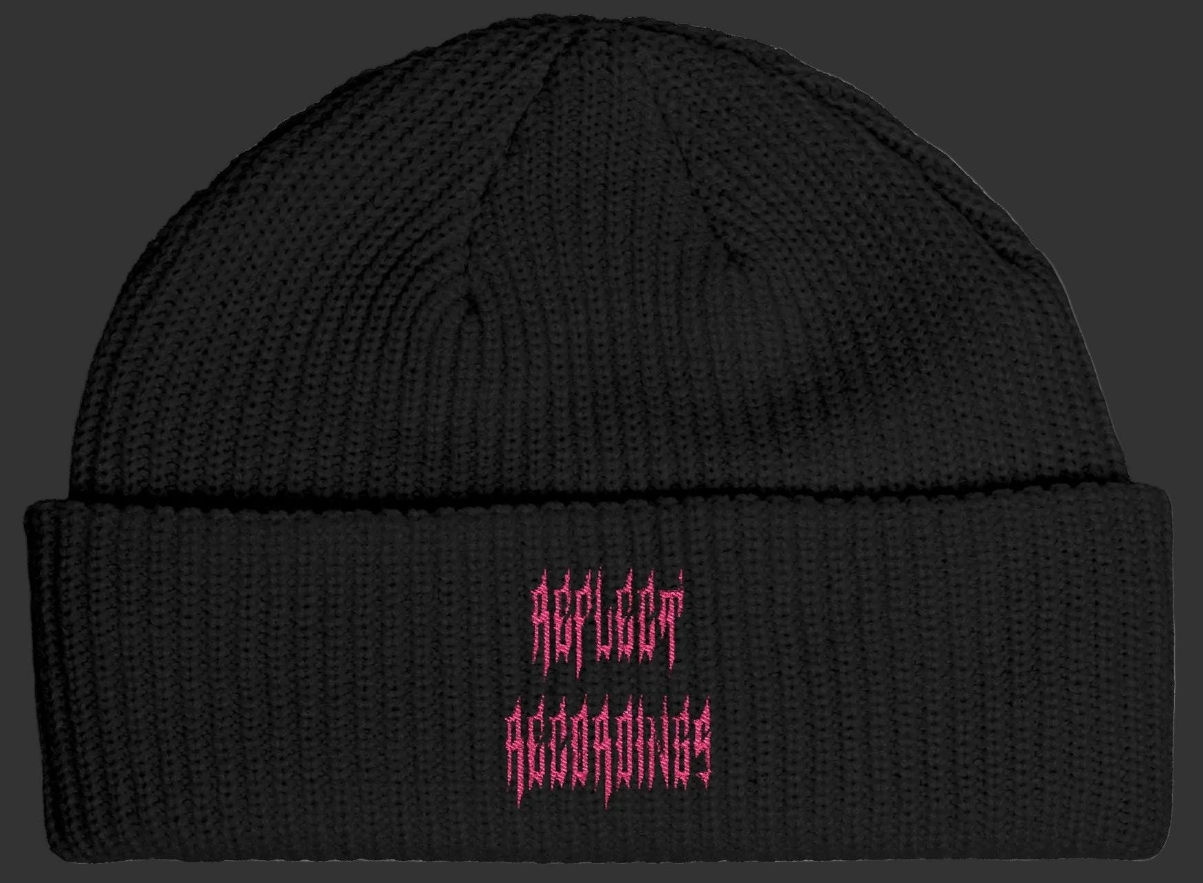 Embroidered Cuff Beanie Minimal - Pink